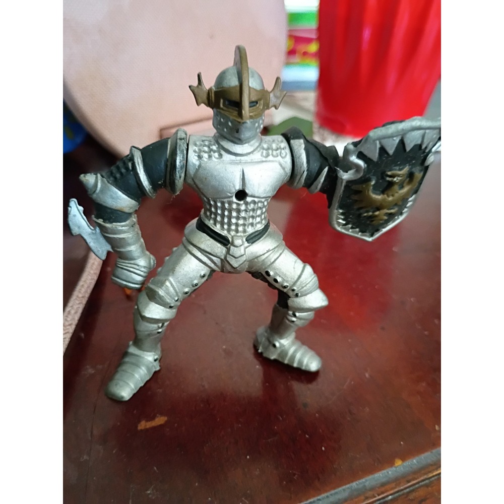 Vintage Chap Mei Dragon Force Silver Knight Figure With Shield Collectible Toy